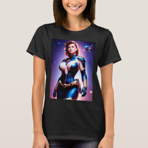Vivid Retro 50's Vrouw Sci Fi Space Ranger T-shirt