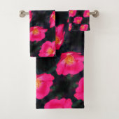 Vivid roze Rose Petals Abstract flessenpatroon Bad Handdoek (Insitu)