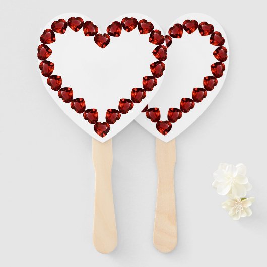 Vivid Ruby Heart Gemstone Design Handwaaier (Voorkant en achterkant)