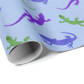 Vivid Salamander Silhouette in Blue Cadeaupapier (Rol Hoek)