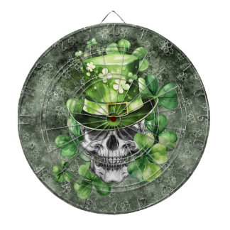 Vivid Skull with Green Hat Illustration Dartbord
