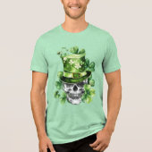 Vivid Skull with Green Hat Illustration Tri-Blend Shirt (Voorkant)