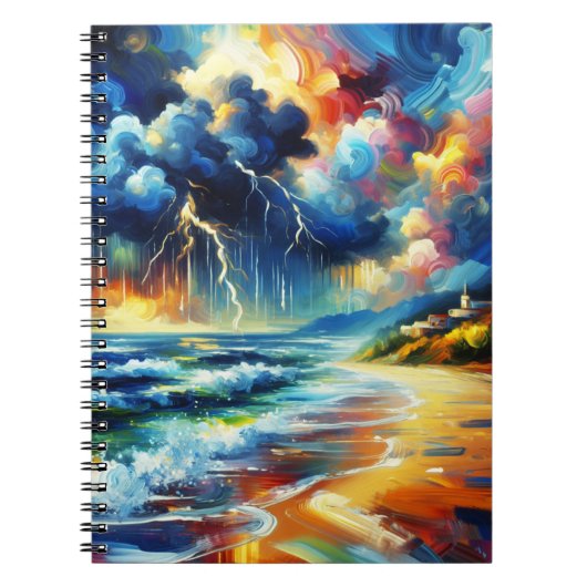 Vivid Stormy Beach Painting Notebook Notitieboek (Voorkant)
