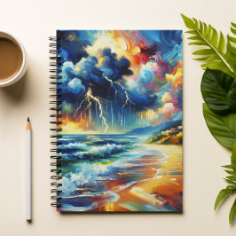 Vivid Stormy Beach Painting Notebook Notitieboek