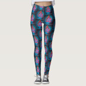 Vivid Strong Red & Blue Neon Design Leggings (Devant)