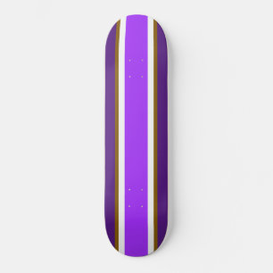 Vivid Two Tone Paars White Brown Racing Stripes Skateboard