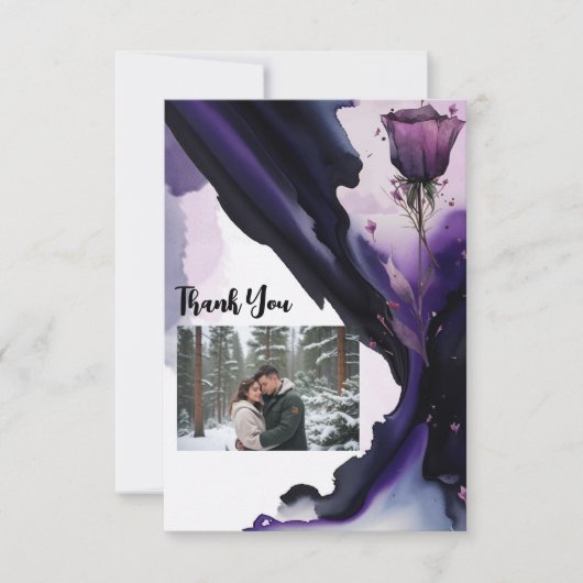 Vivid Violet Roos bruiloft dank u kaart (Voorkant)