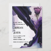 Vivid Violet Roos Waterverf bruiloft uitnodigingen (Voorkant)