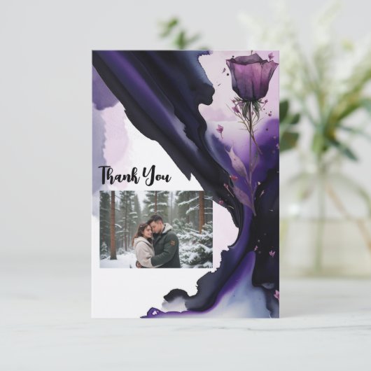 Vivid Violet Rose Carte de remerciements Mariage (Debout devant)