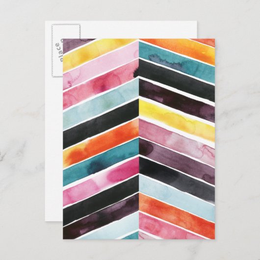 Vivid Waterverf Chevron I Briefkaart (Voorkant / Achterkant)