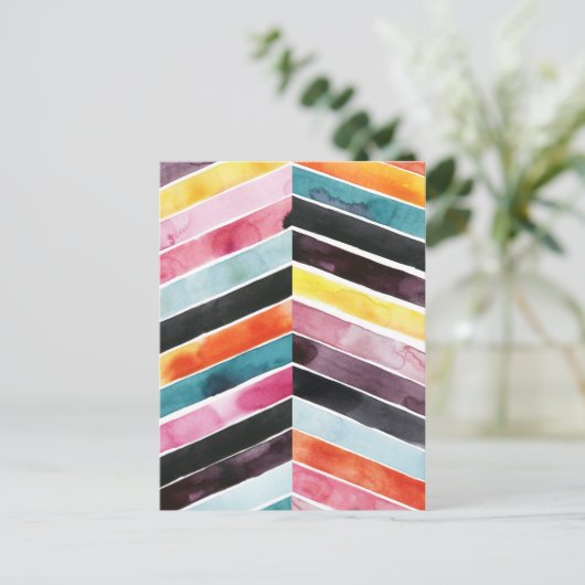Vivid Waterverf Chevron I Briefkaart (Staand voorkant)