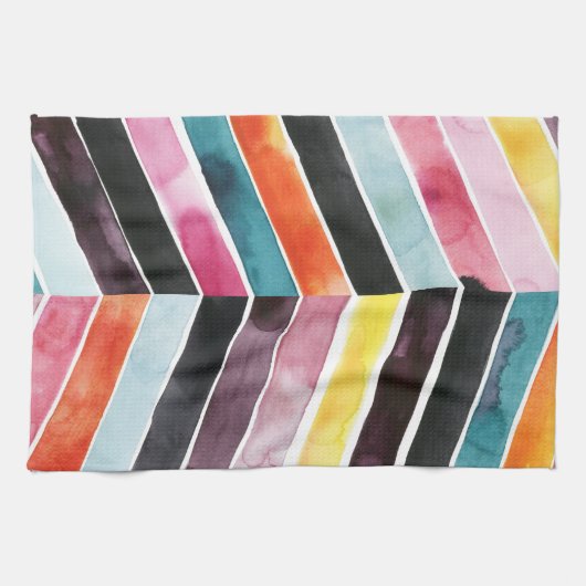 Vivid Waterverf Chevron I Theedoek (Horizontaal)