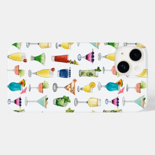 Vivid Waterverf Cocktail Pattern Canvas tas Case-Mate iPhone Case (Achterkant (horizontaal))