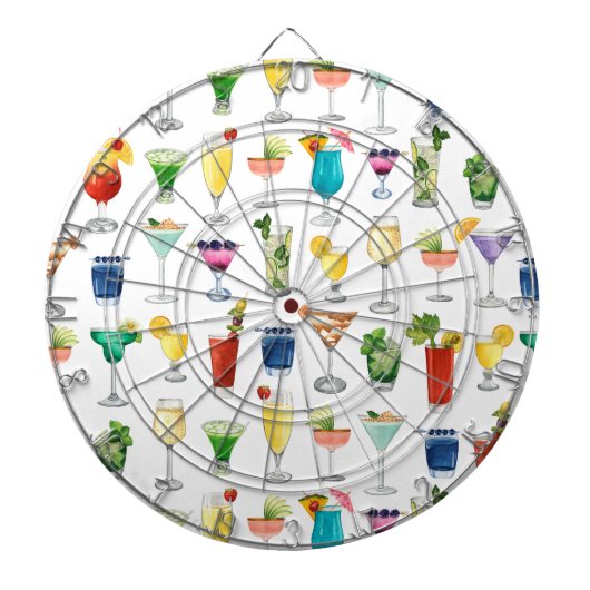 Vivid Waterverf Cocktail Pattern Canvas tas Dartbord (Voorkant)
