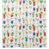 Vivid Waterverf Cocktail Pattern Canvas tas Douchegordijn (Voorkant)