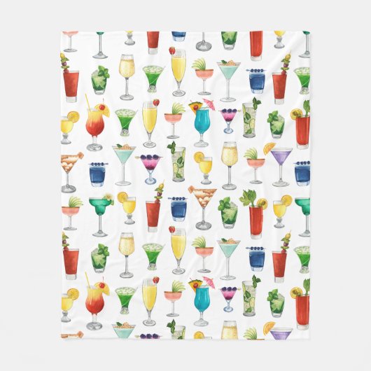 Vivid Waterverf Cocktail Pattern Canvas tas Fleece Deken (Voorkant)