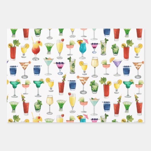 Vivid Waterverf Cocktail Pattern Canvas tas Inpakpapier Vel (Voorkant)