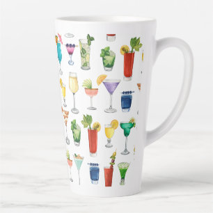Vivid Waterverf Cocktail Pattern Canvas tas Latte Mok