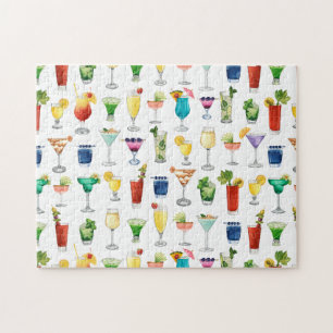 Vivid Waterverf Cocktail Pattern Canvas tas Legpuzzel