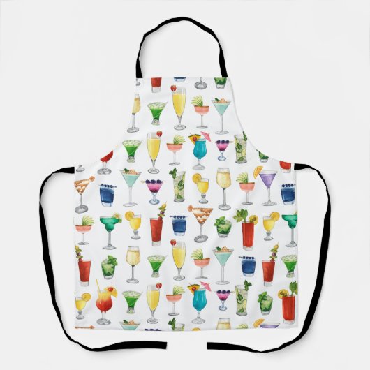Vivid Waterverf Cocktail Pattern Canvas tas Schort (Voorkant)