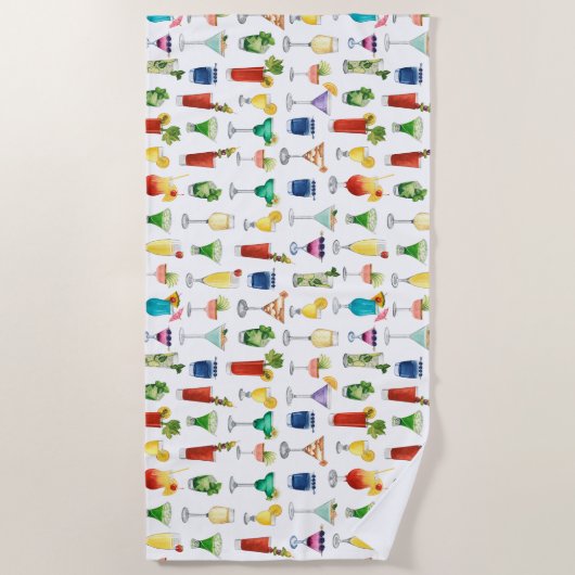 Vivid Waterverf Cocktail Pattern Canvas tas Strandlaken (Voorkant)