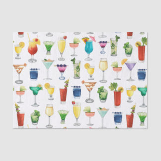 Vivid Waterverf Cocktail Pattern Canvas tas Tissuepapier