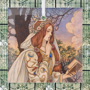 Vivien – Art Nouveau Tooveres Illustratie Glas Ornament