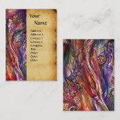 VIVIEN EN MERLIN Roze Paarse Fantasy Perkament Visitekaartje (Voorkant / Achterkant)