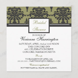 Vivienne Damask Bridal Shower Invitation Kaart