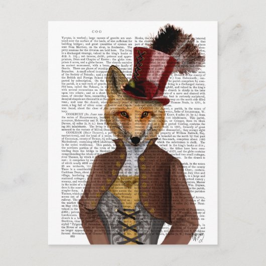 Vivienne Steampunk Fox Briefkaart (Voorkant)
