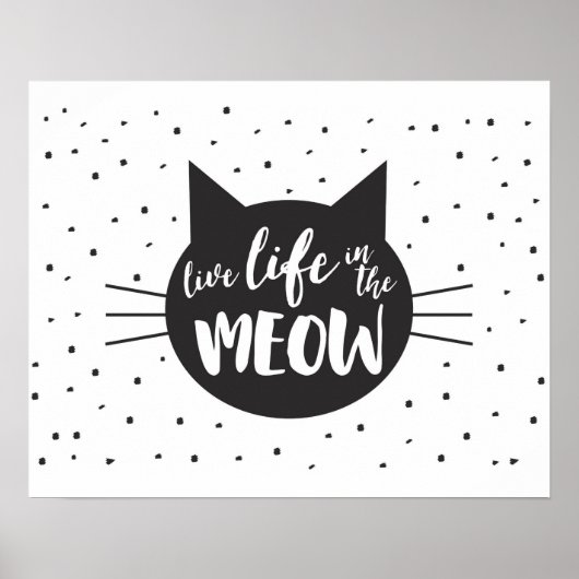 Vivre dans la Meow Inspiration Poster de chat (Devant)