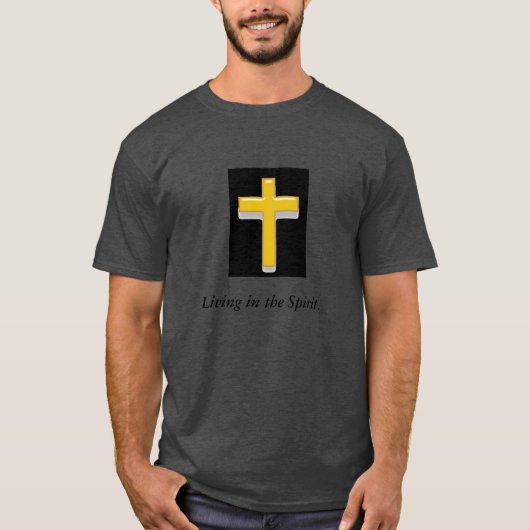 Vivre dans l'Esprit/ T-shirt Ringard Hommes Croix (Devant)