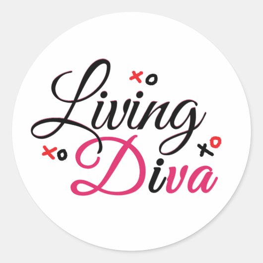 Vivre Diva en Stickers Rond Classique Rouge (Devant)