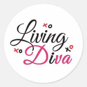Vivre Diva en Stickers Rond Classique Rouge
