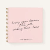 Vivre vos rêves Carnet de journal rose pâle (Devant)