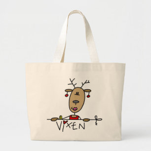 Vixen Reindeer Kerstoverhemden en cadeautjes Grote Tote Bag