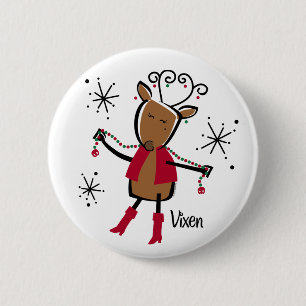 Vixen Reindeer Ronde Button 5,7 Cm