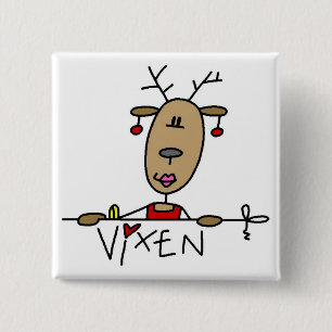Vixen Reindeer Tshirts en Gifts Vierkante Button 5,1 Cm