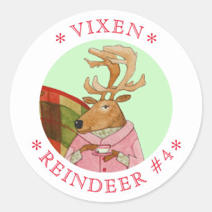VIXEN RENDIEREN Grote ronde Stickers