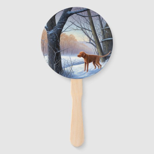 Vizla laat het sneeuwen Kerstmis Handwaaier (Achterkant)