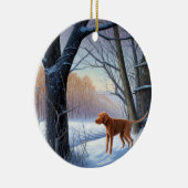 Vizla laat het sneeuwen Kerstmis Keramisch Ornament (Rechts)
