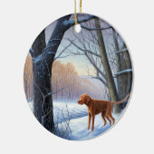 Vizla laat het sneeuwen Kerstmis Keramisch Ornament (Links)