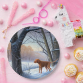 Vizla laat het sneeuwen Kerstmis Papieren Bordje (Feest)