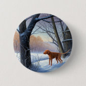 Vizla laat het sneeuwen Kerstmis Ronde Button 5,7 Cm (Voorkant)