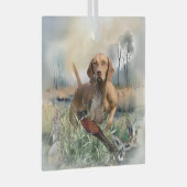 Vizsla, art glas ornament (Voorkant Rechts)