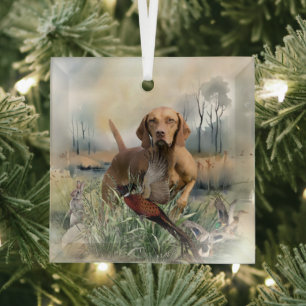 Vizsla, art glas ornament