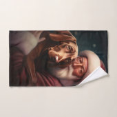 Vizsla avec Noël Festif du Père Noël (Serviette à main)