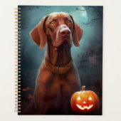 Vizsla d'Halloween avec la peur Citrouille (Devant)