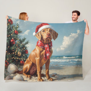Vizsla Dog Christmas Beach Fleece Deken