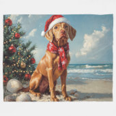 Vizsla Dog Christmas  Beach Fleece Deken (Voorkant (Horizontaal))